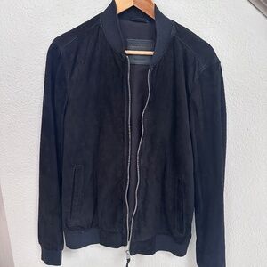 Black Suede Bomber Jacket All Saints